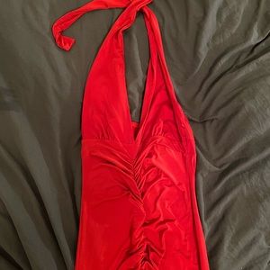 Halter Dress with Leg Slit